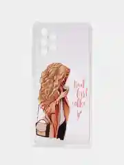 Бежевый силиконовый чехол на Samsung Galaxy A32 / Самсунг А32 прозрачный с рисунком, защита камеры