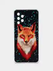 Рыжий силиконовый чехол на Samsung Galaxy A32 / Самсунг А32 прозрачный с рисунком, защита камеры