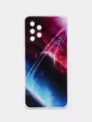 Аметистовый силиконовый чехол на Samsung Galaxy A32 / Самсунг А32 прозрачный с рисунком, защита камеры