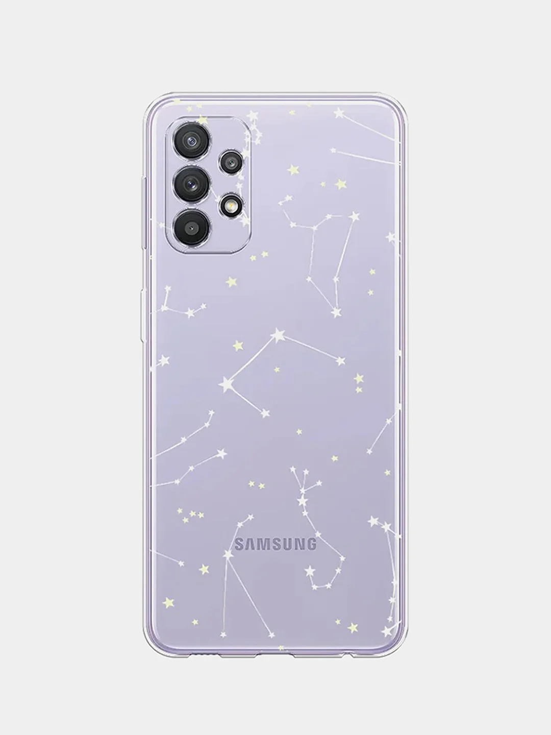 Прозрачный силиконовый чехол на Samsung Galaxy A32 / Самсунг А32 прозрачный с рисунком, защита камеры