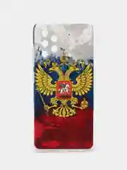 Синий силиконовый чехол на Samsung Galaxy A32 / Самсунг А32 прозрачный с рисунком, защита камеры