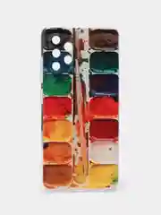 Бордовый силиконовый чехол на Samsung Galaxy A32 / Самсунг А32 прозрачный с рисунком, защита камеры