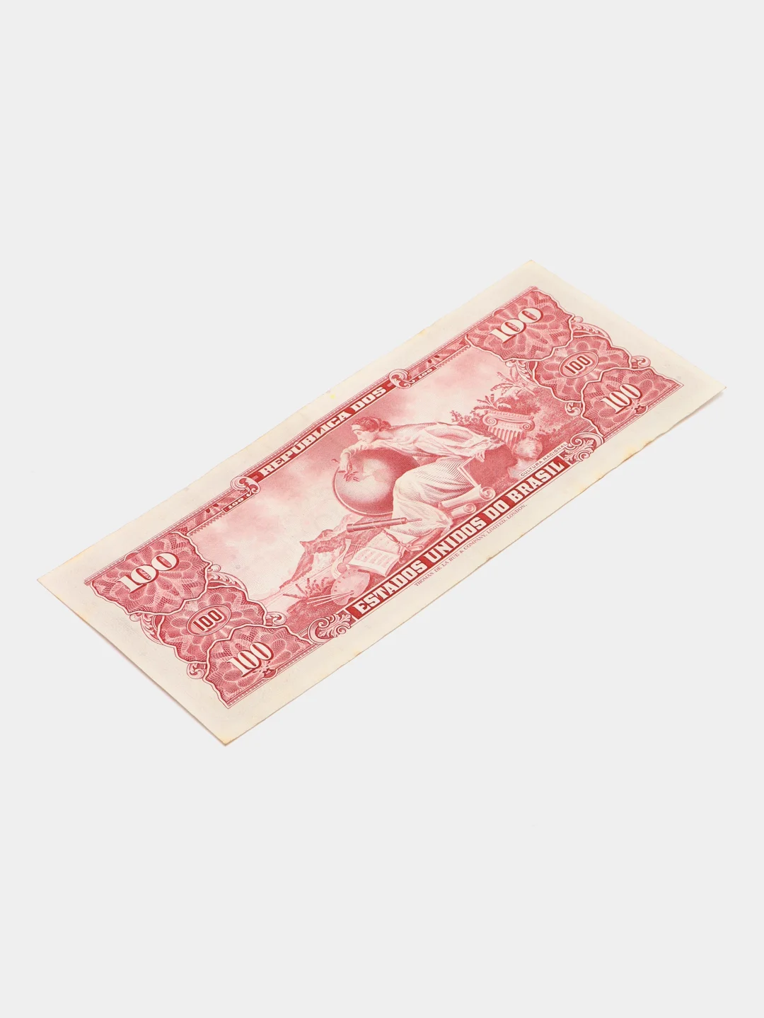 Иностранная купюра 100 крузейро 1961 г, надпечатка 10 сентаво, 1966 Бразилия, 1 штука