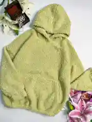 Лайм худи женское, с капюшоном, барашек