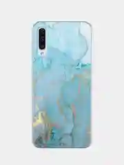 Светло-синий силиконовый чехол на Samsung Galaxy A50/A30s / Самсунг А50/А30s прозрачный, с рисунком
