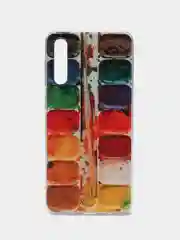 Бордовый силиконовый чехол на Samsung Galaxy A50/A30s / Самсунг А50/А30s прозрачный, с рисунком