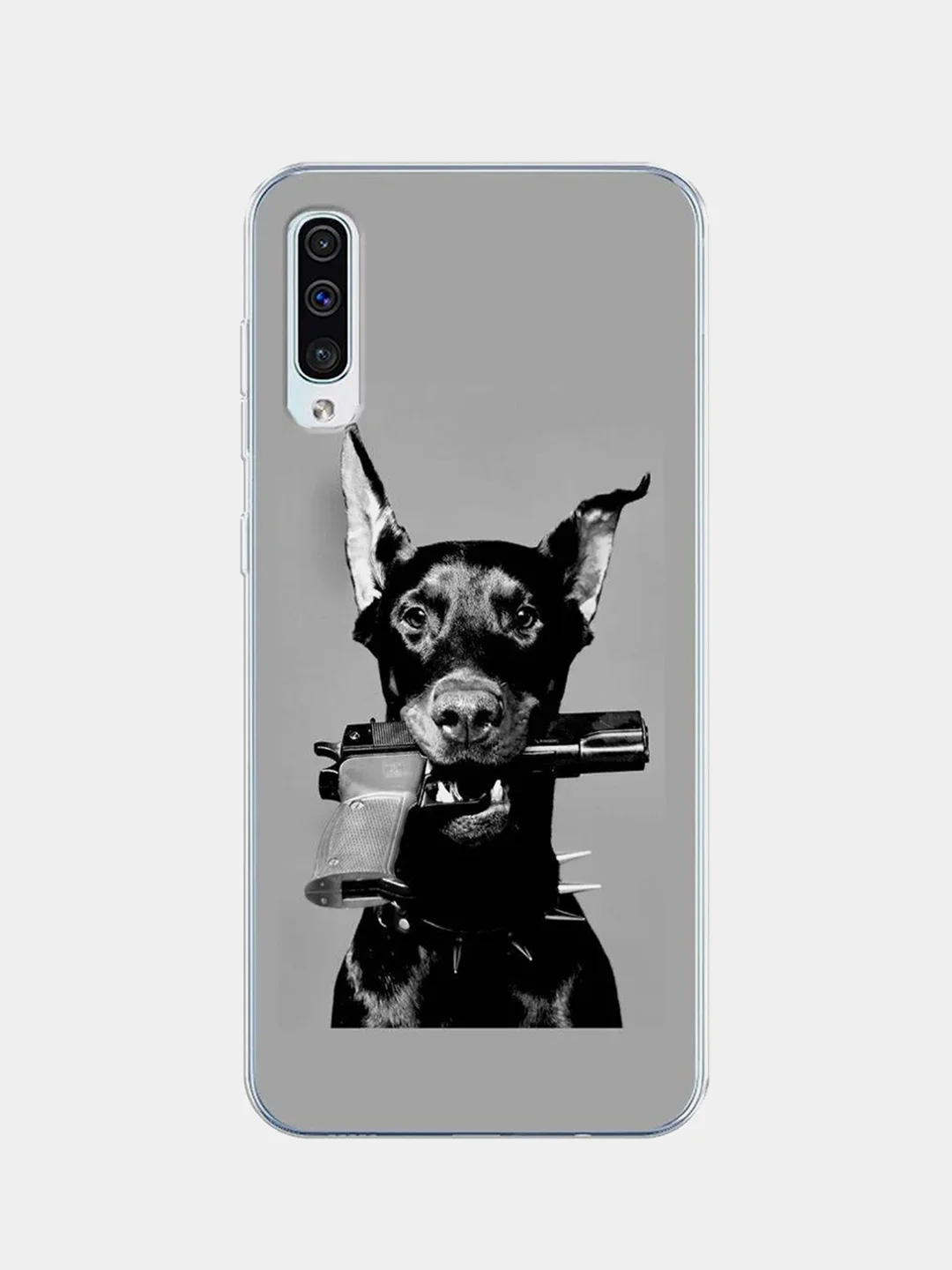 Серый силиконовый чехол на Samsung Galaxy A50/A30s / Самсунг А50/А30s прозрачный, с рисунком