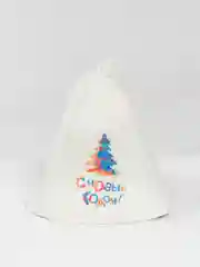 Банная шапка "С Новым Годом!", с рисунком елки