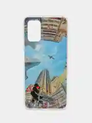 Небесно-голубой чехол Samsung Galaxy A03s силиконовый с рисунком (Самсунг Галакси А03с)