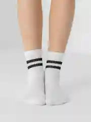 Носки женские, высокие, белые с полосками