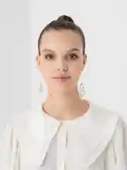 Золотой серьги "Лица", длинные, гвоздики
