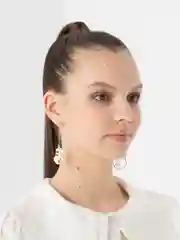 Золотой серьги "Лица", длинные, гвоздики