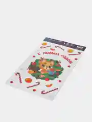 Лесной зеленый наклейка новогодняя на окно, стекло, зеркало многоразовая (20 х 34 см)