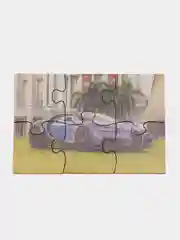 Серый деревянный пазл для малышей "Машинки"