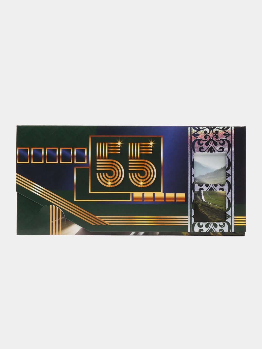 Зеленый конверт для денег "55 лет"