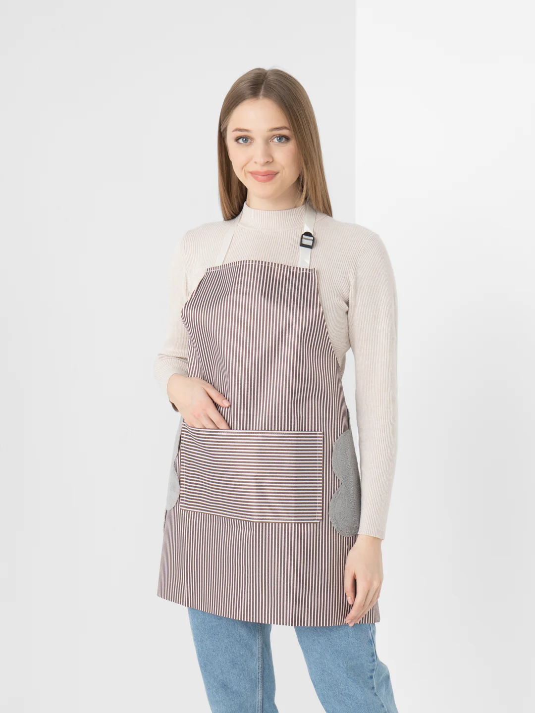Приглушённый хаки фартук кухонный, женский, непромокаемый
