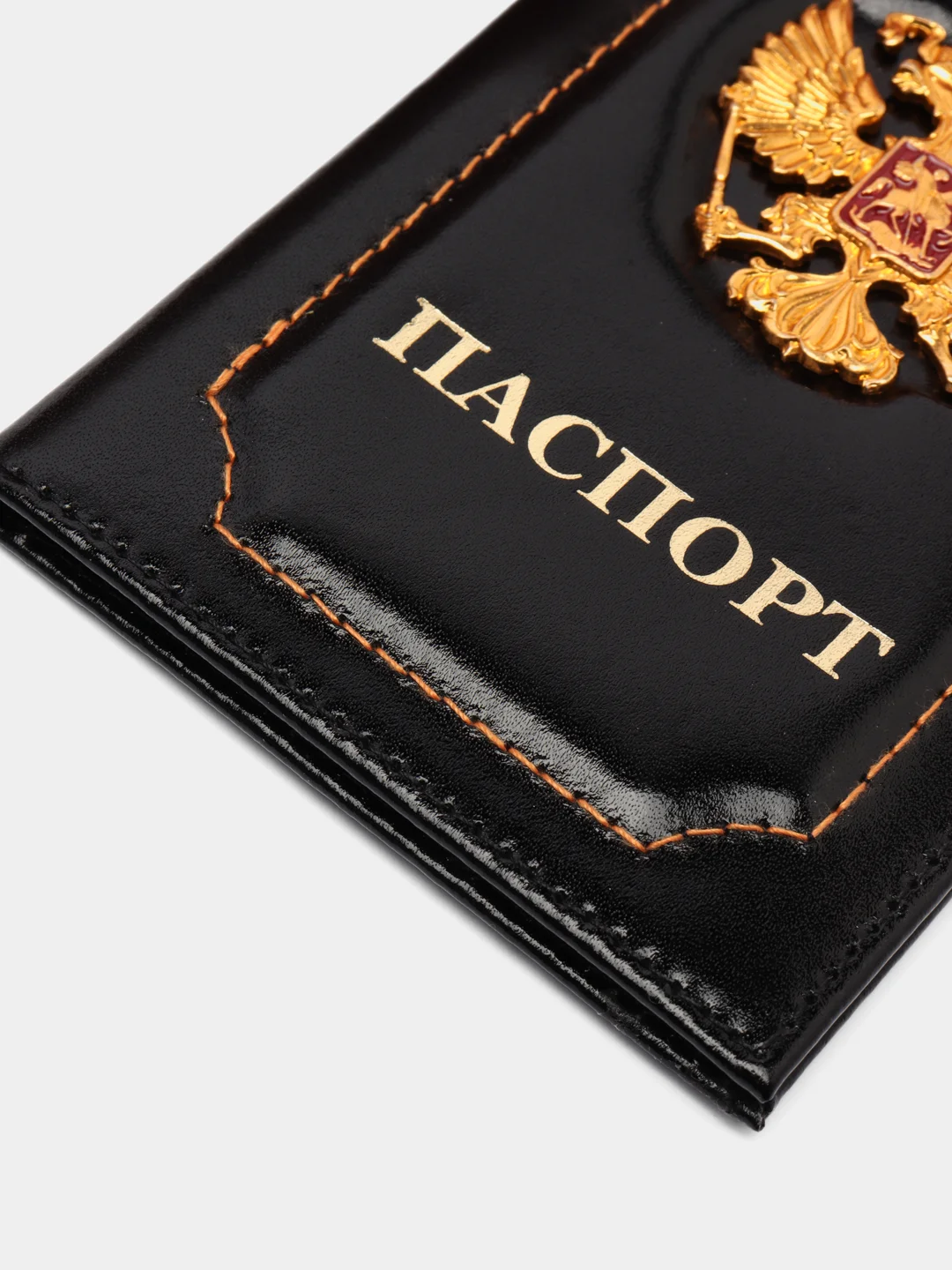 Фиолетовый обложка для паспорта "Герб", кожаная