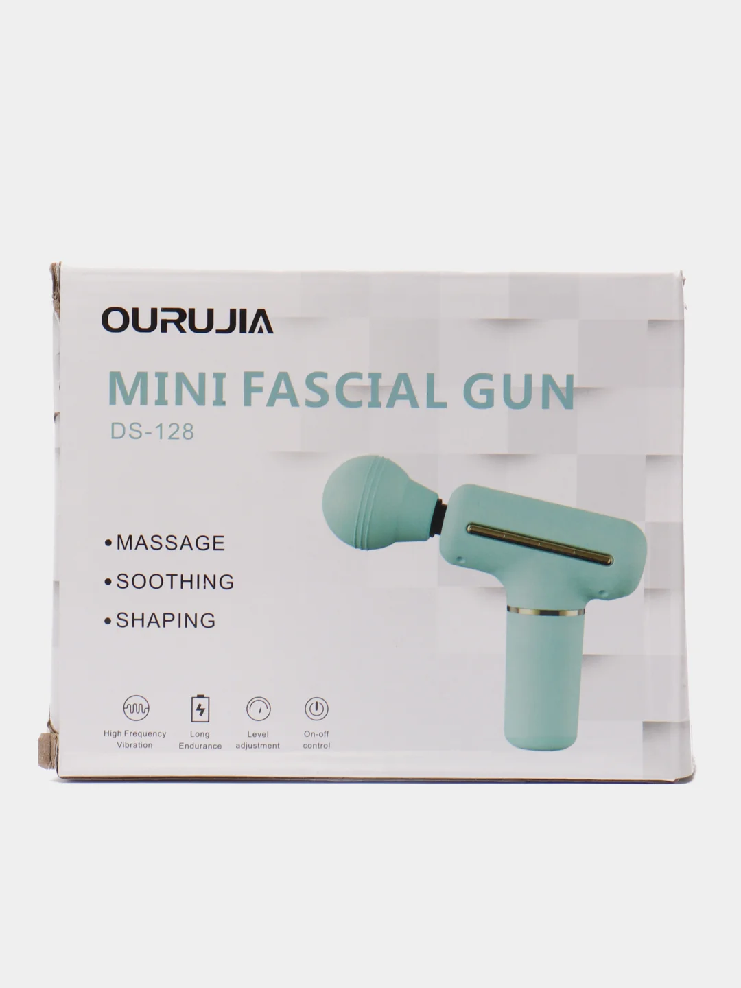 Бирюзовый перкуссионный мини массажер Massager Mini Fascial Gun DS-128