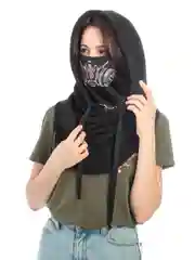 Белый капор-капюшон с воротником, с защитой лица
