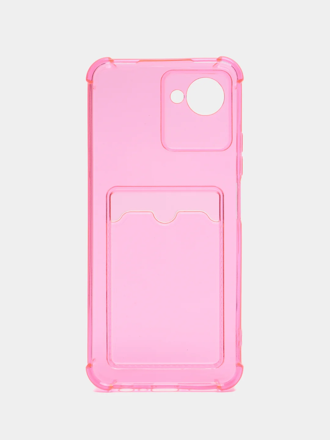 Фуксия чехол противоударный Realme C30 C30s Narzo 50i Prime Реалми прозрачный карманом для карты