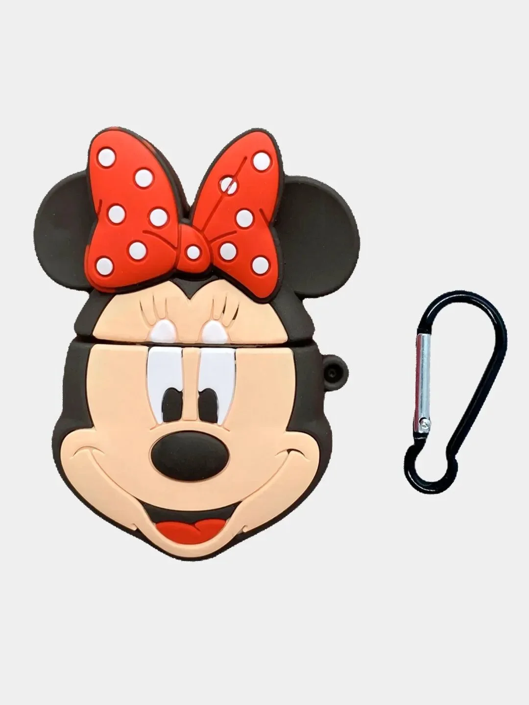 Серый чехол для беспроводных наушников Apple AirPods 1/2, с карабином, силиконовый