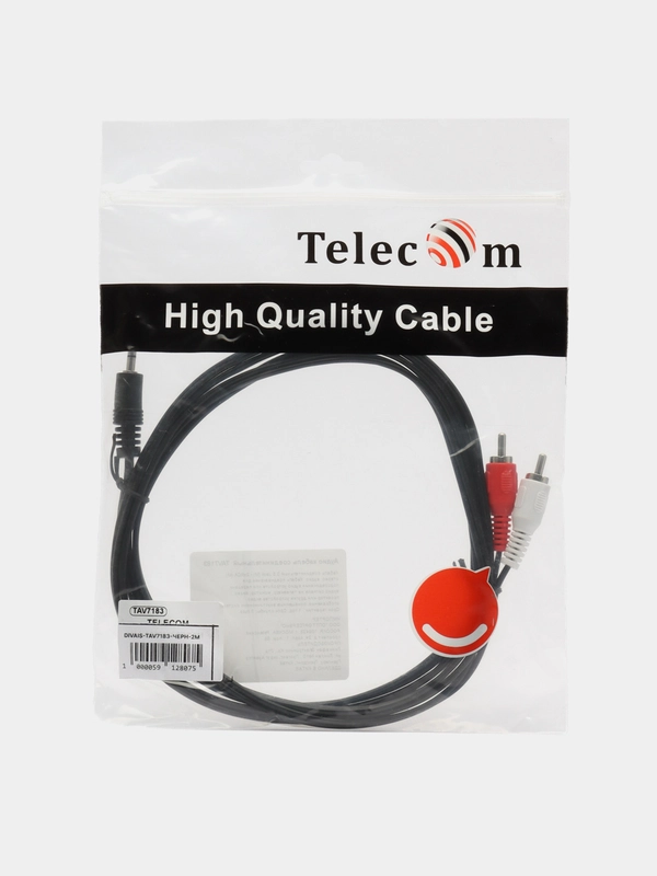 Аудиокабель Telecom TAV7183, 3.5 мм Jack to 2RCA, кабель переходник, тюльпан