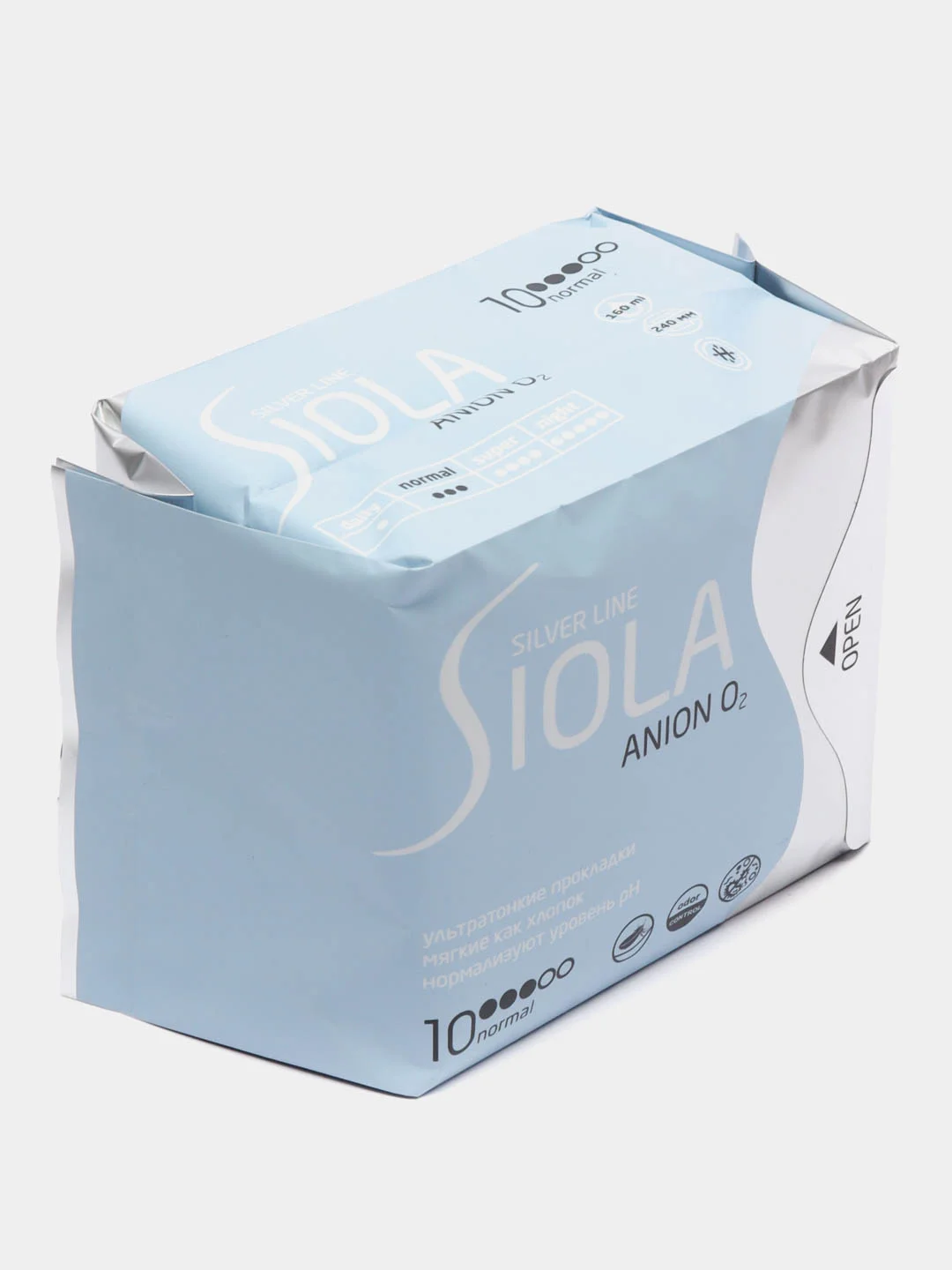 Гигиенические прокладки Siola Silver Line normal с анионным вкладышем, 10 штук