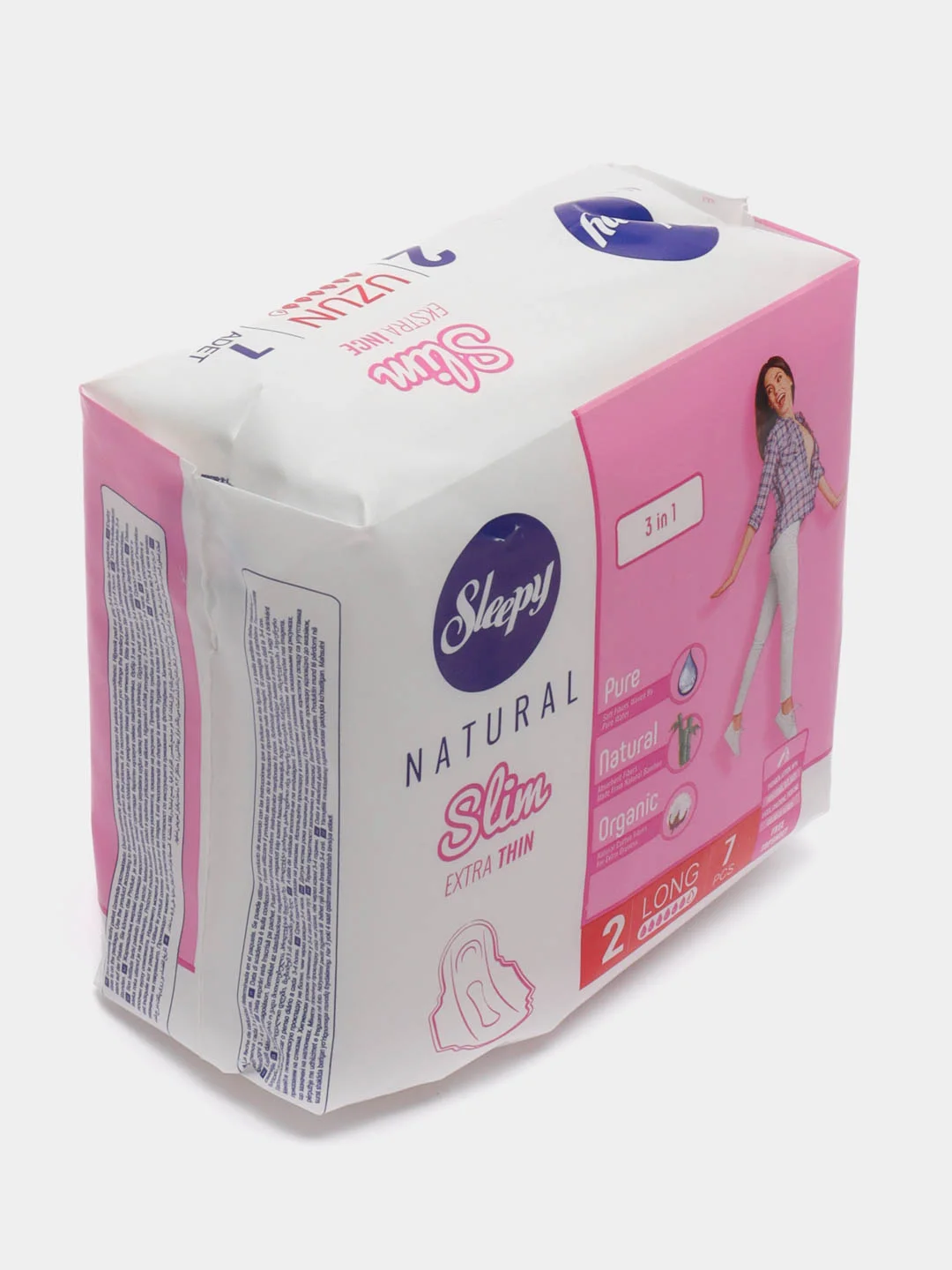 Прокладки женские Sleepy Natural Long, гигиенические, 280 мм, 7 штук