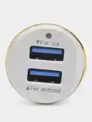 Белый автомобильное зарядное устройство, 2 USB, 3.1 А