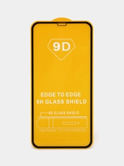 Защитное стекло 9D для iPhone 11, XR с черной рамкой прочность 9H
