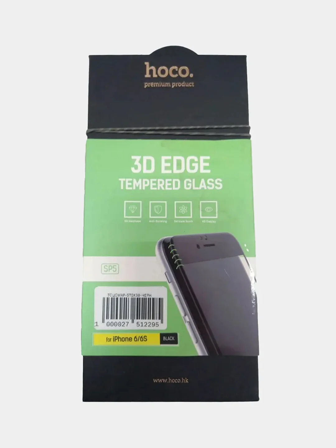 Черный защитное стекло / противоударное стекло для iPhone 6/6S Hoco 3D Edge Черный