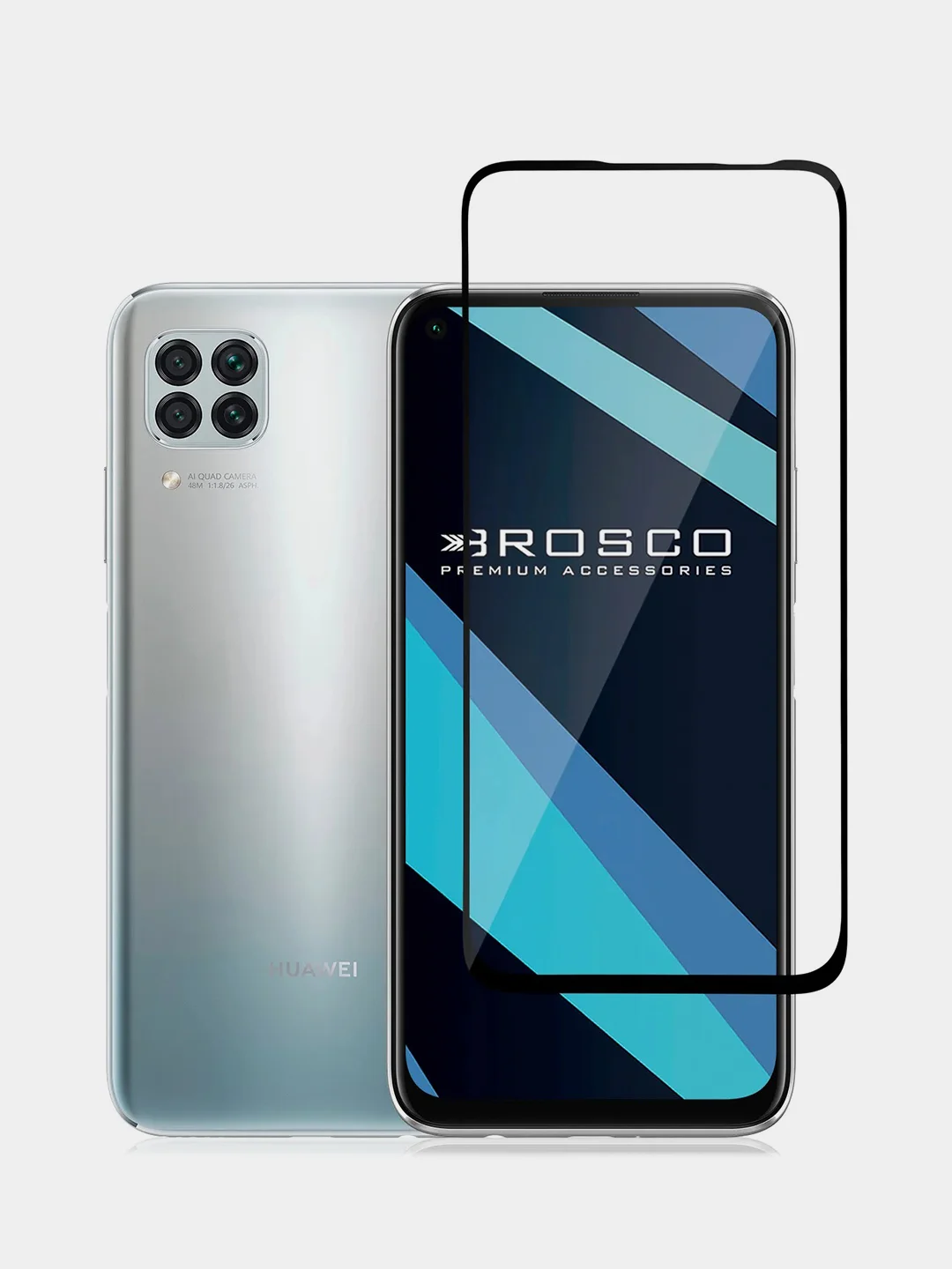 1-2 шт стекло для Huawei P40 lite защитное ROSCO с олеофобным покрытием и черной рамкой