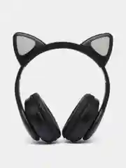 Черный наушники детские с ушками Cat Ear STN-28, беспроводные, светящиеся