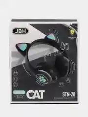 Черный наушники детские с ушками Cat Ear STN-28, беспроводные, светящиеся