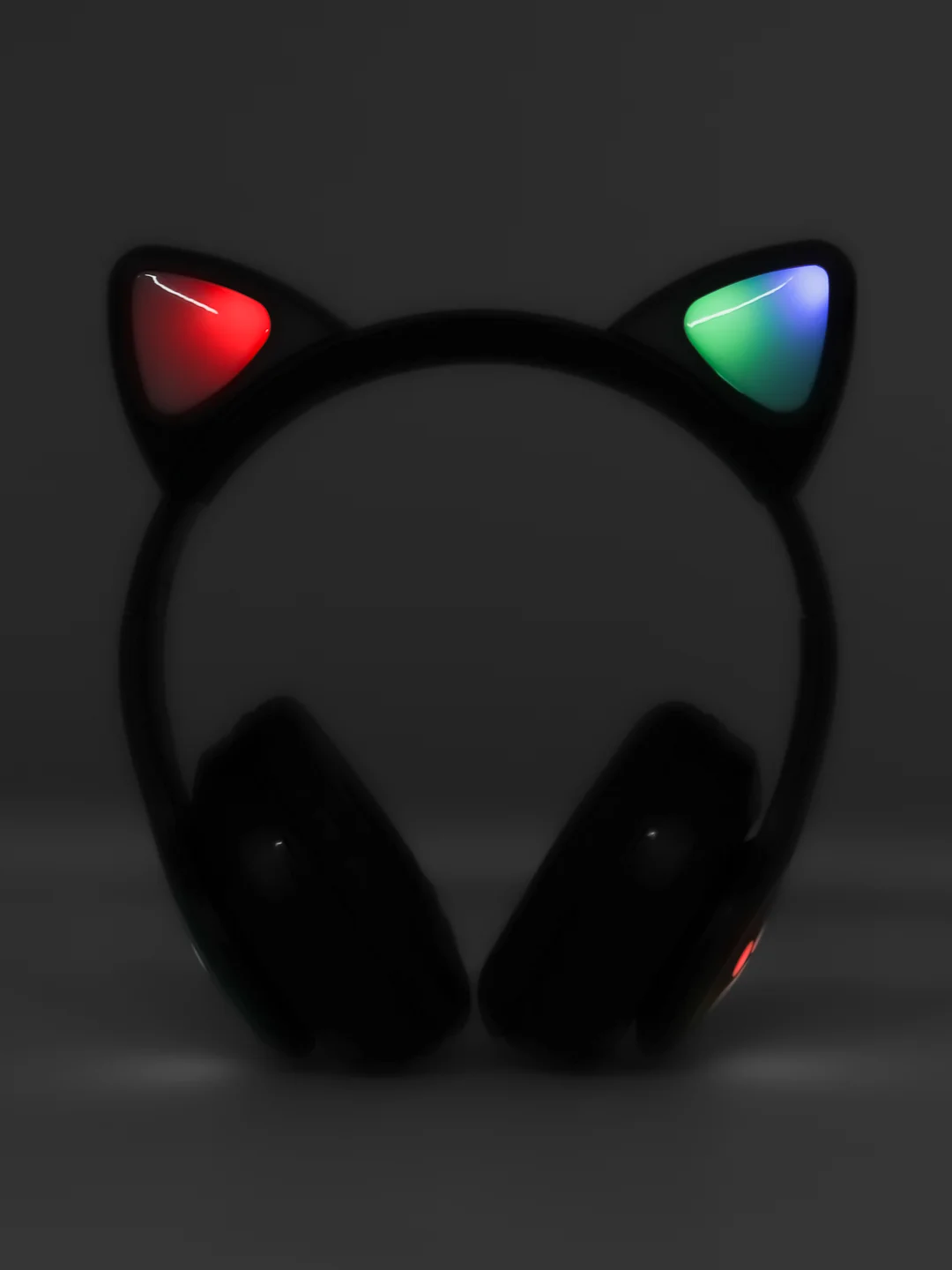 Черный наушники детские с ушками Cat Ear STN-28, беспроводные, светящиеся