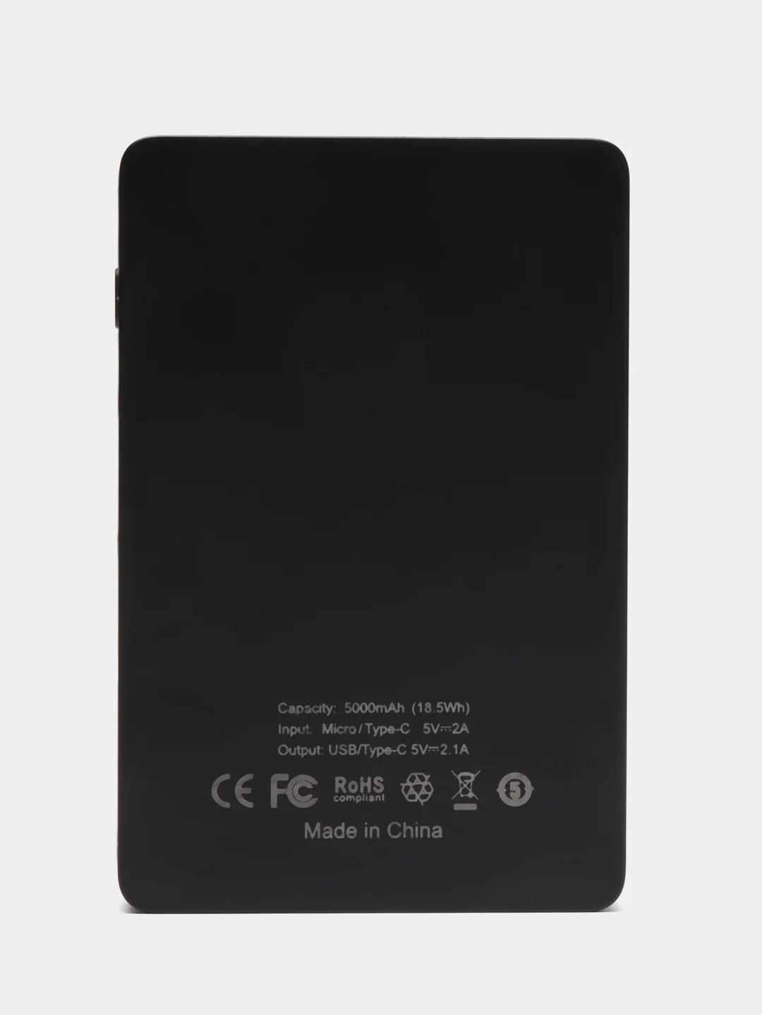 Черный power bank 5000 мАч, внешний аккумулятор, быстрая зарядка powerbank