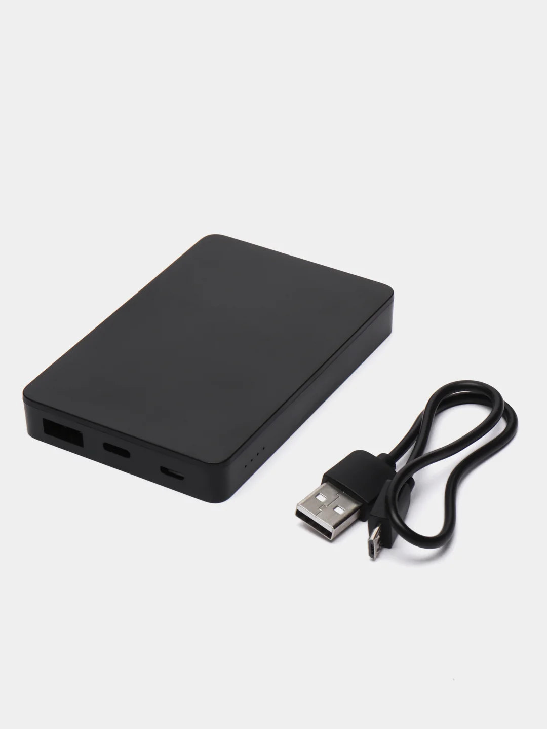 Черный power bank 5000 мАч, внешний аккумулятор, быстрая зарядка powerbank