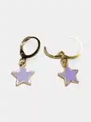 Серьги звезды фиолетовые на кольце