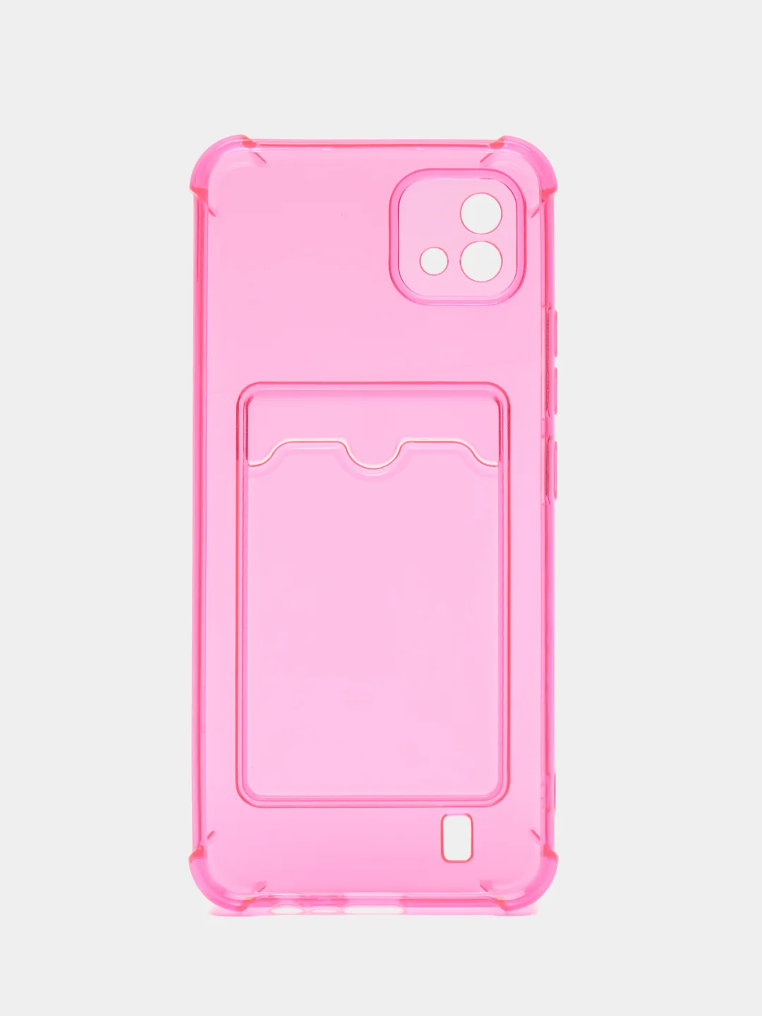 Фуксия чехол противоударный для Realme C11 2021 / C20 Реалми прозрачный, с карманом для карты
