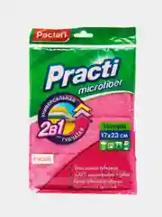 Салфетка трехслойная Paclan Practi microfiber 2 в 1, 17 х 23 см, упаковка 1 шт