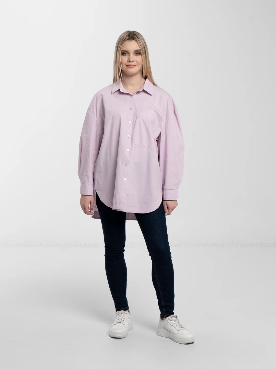 Сиреневый рубашка женская, базовая, oversize