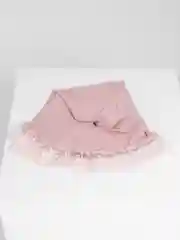 Кораллово-розовый хиджаб детский цельный, химар с кружевом и стразами