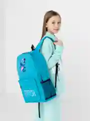 Тёмно-бирюзовый рюкзак школьный с принтом для детей и подростков