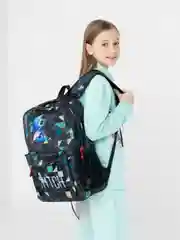 Угольный рюкзак школьный с принтом для детей и подростков