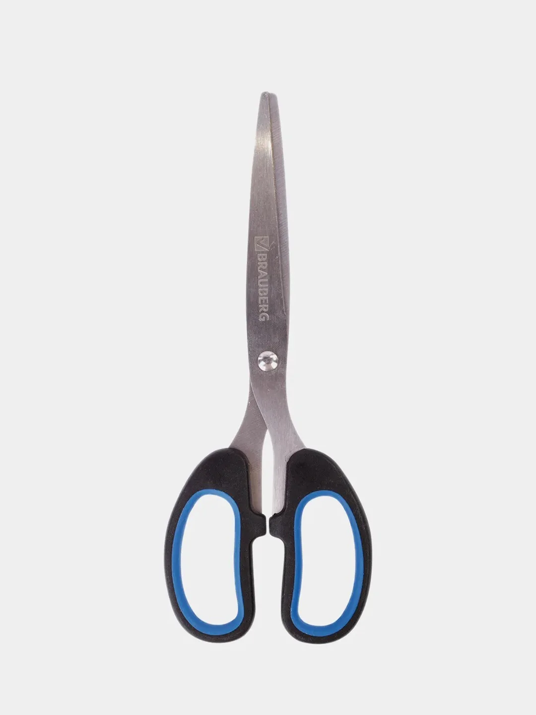 Ножницы BRAUBERG "Classic+", 185 мм, классической формы, резиновые вставки, черно-синие
