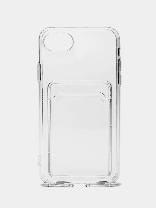 Чехол с карманом для карт на iPhone 7, 8 Plus, X, XR, 11, 12 Pro Max, 13, прозрачный