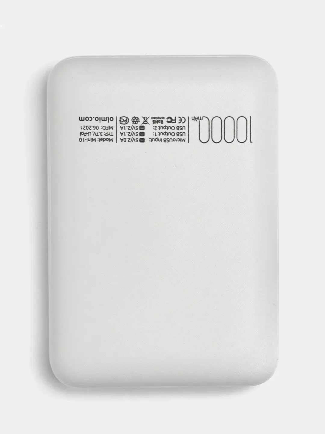Белый внешний аккумулятор Olmio MINI-10, 10000 mAh