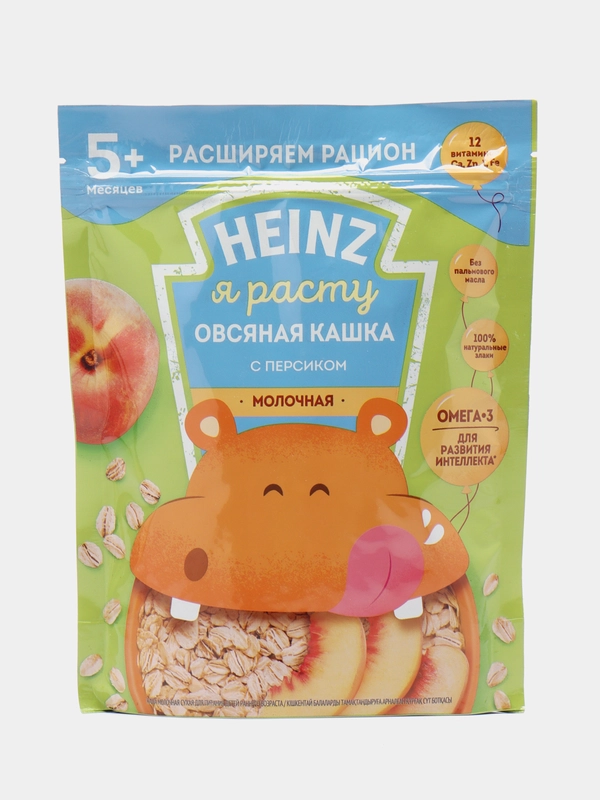 Каша детская Heinz "Я расту", молочная, овсяная с персиком, с 5 месяцев, 200 г