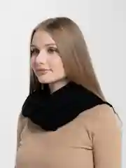 Черный снуд женский вязаный узорчатый, шарф