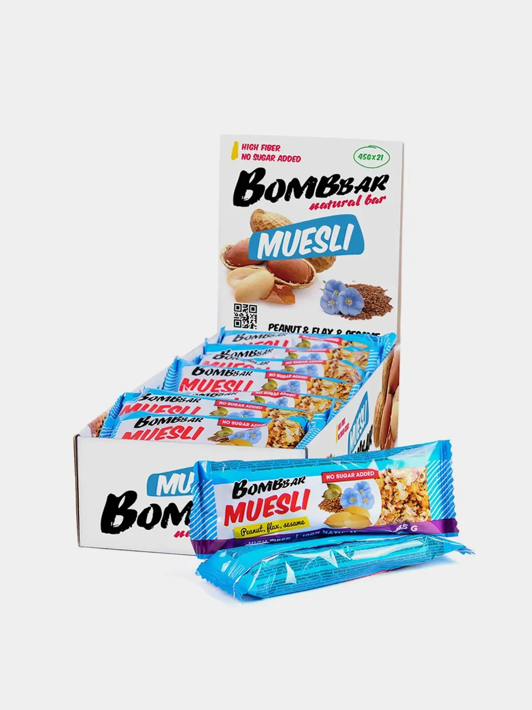 Батончик мультизлаковый BombBar, с арахисом, 45 г